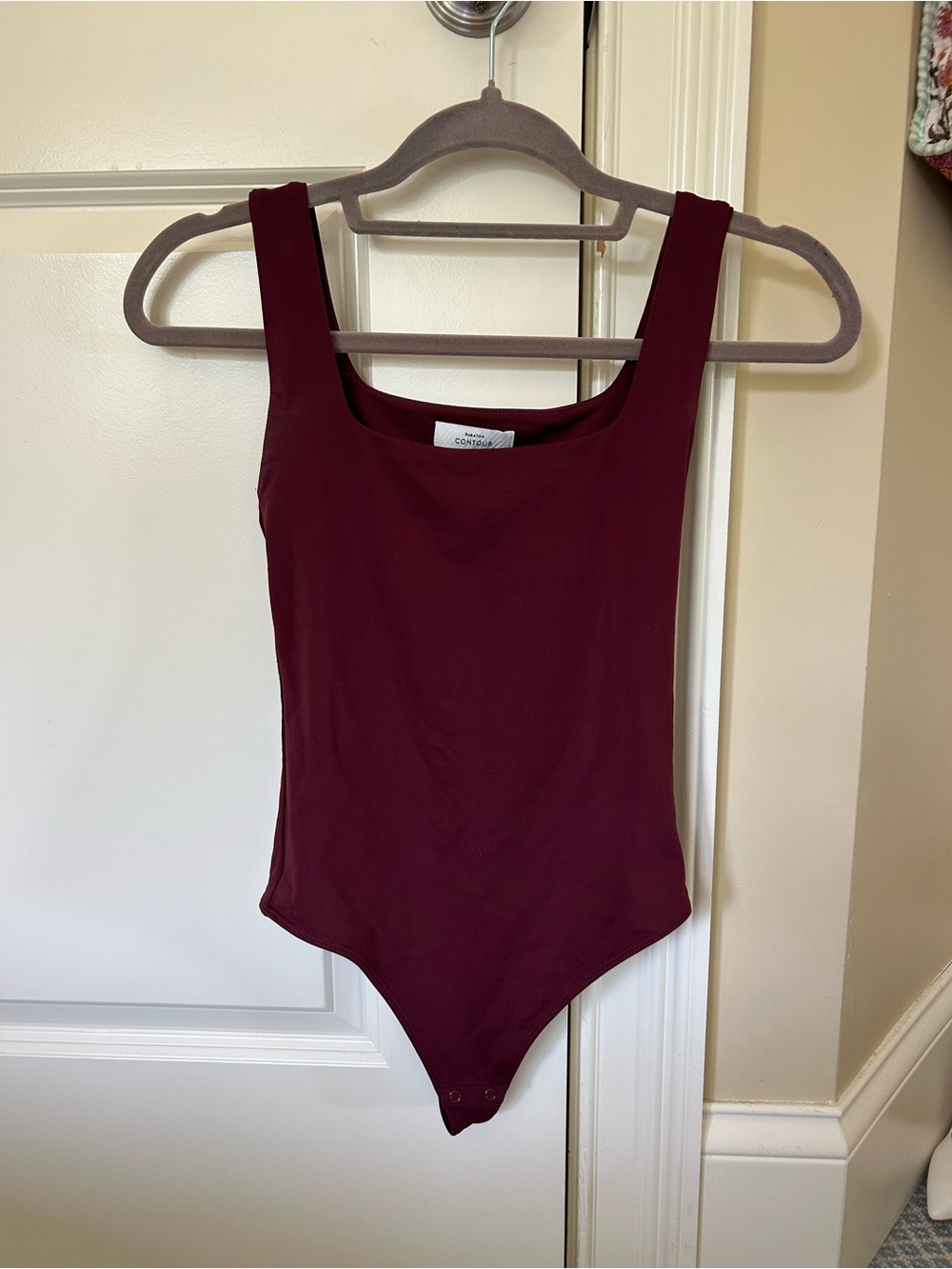Aritzia Sleeveless Square Neck Burgundy Bodysuit